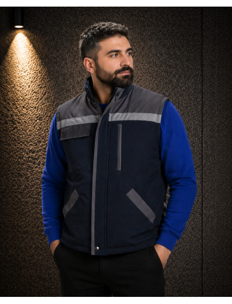 İŞ YELEĞİ (GABARDİN PAMUK TEKNİK KUMAŞ) LACİVERT GRİ