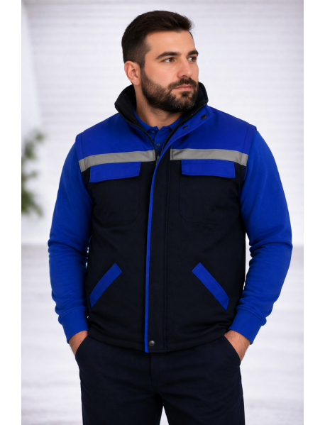 İŞ YELEĞİ (GABARDİN PAMUK TEKNİK KUMAŞ) LACİVERT SAX MAVİ