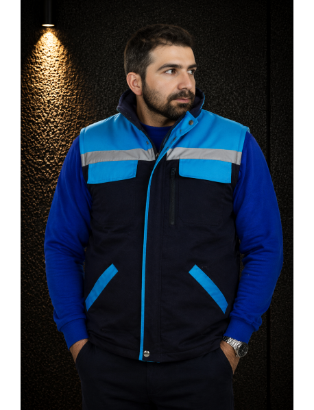 İŞ YELEĞİ (GABARDİN PAMUK TEKNİK KUMAŞ) LACİVERT TURKUAZ