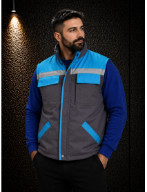 İŞ YELEĞİ (GABARDİN PAMUK TEKNİK KUMAŞ) GRİ TURKUAZ