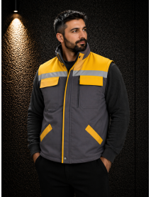 İŞ YELEĞİ (GABARDİN PAMUK TEKNİK KUMAŞ) GRİ SARI