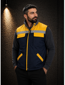 İŞ YELEĞİ (GABARDİN PAMUK TEKNİK KUMAŞ) SİYAH SARI