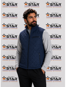 KAPİTONE BAKLAVA DESEN LACİVERT YELEK - İÇİ POLARLI