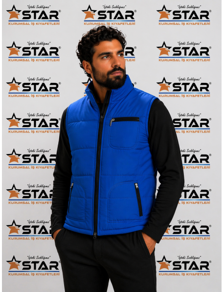 ŞİŞME YELEK - İÇİ POLARLI- SAX MAVİ