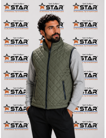 KAPİTONE BAKLAVA DESEN HAKİ YEŞİL YELEK - İÇİ POLARLI