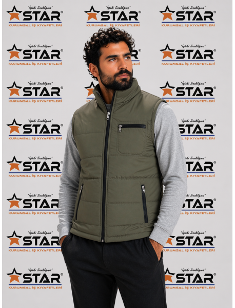 ŞİŞME YELEK - İÇİ POLARLI- HAKİ YEŞİL