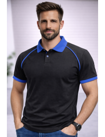 Polo Yaka T-Shirt ( YAKA VE KOL UCU RENKLİ ) Lacivert Sax Mavi