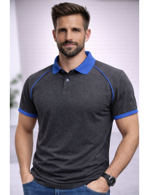 Polo Yaka T-Shirt ( YAKA VE KOL UCU RENKLİ ) Antresit Füme Sax Mavi