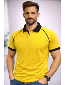Polo Yaka T-Shirt ( YAKA VE KOL UCU RENKLİ ) Sarı Siyah