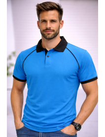 Polo Yaka T-Shirt ( YAKA VE KOL UCU RENKLİ ) Turkuaz Siyah