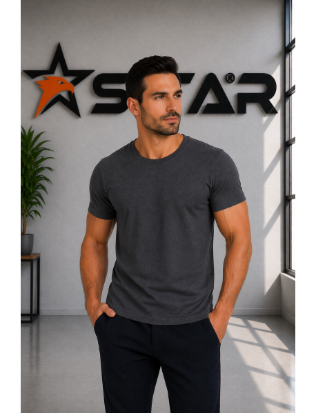 SIFIR YAKA 1.KALİTE T-SHIRT LİKRALI  ANTRESİT FÜME