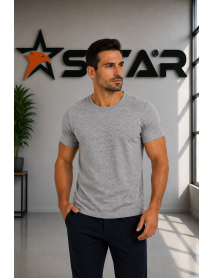 SIFIR YAKA 1.KALİTE T-SHIRT LİKRALI GRİ
