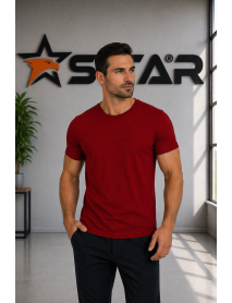 SIFIR YAKA 1.KALİTE T-SHIRT LİKRALI BORDO