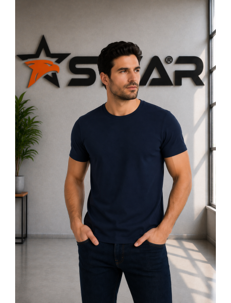 SIFIR YAKA 1.KALİTE T-SHIRT LİKRALI - LACİVERT