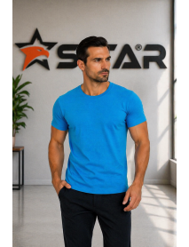 SIFIR YAKA 1.KALİTE T-SHIRT LİKRALI - TURKUAZ