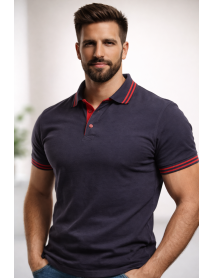 Polo Yaka T-Shirt (Yaka ve Kol Ucu Çizgili) Antresit Füme