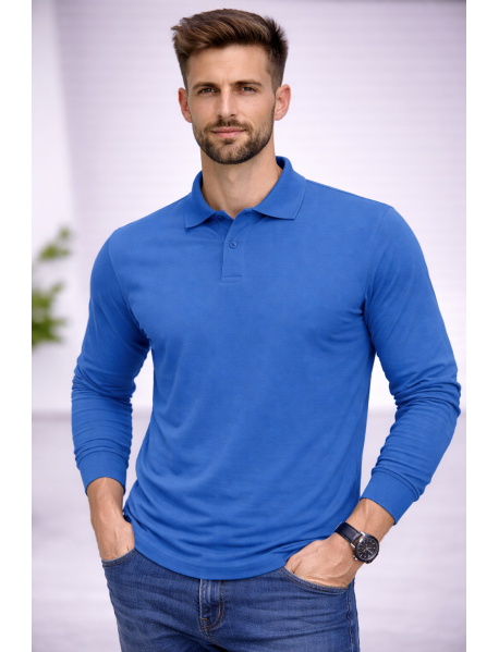 POLO YAKA UZUNKOL-PAMUK PENYE 1.KALİTE - RENK MAVİ