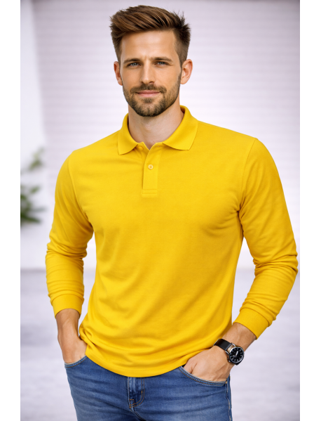 POLO YAKA UZUNKOL-PAMUK PENYE 1.KALİTE - RENK SARI