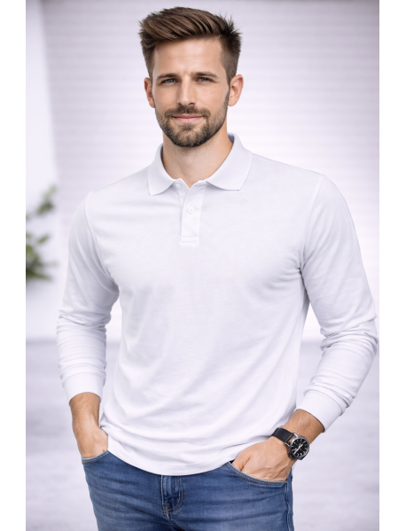 POLO YAKA UZUNKOL-PAMUK PENYE 1.KALİTE - RENK BEYAZ