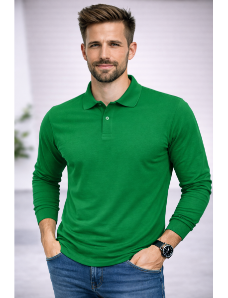 POLO YAKA UZUNKOL-PAMUK PENYE 1.KALİTE - RENK YEŞİL