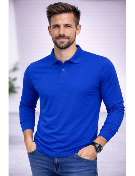 POLO YAKA UZUNKOL-PAMUK PENYE 1.KALİTE - RENK SAX MAVİ