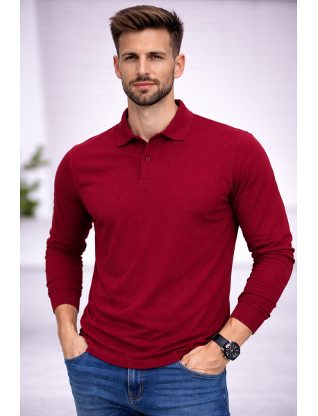POLO YAKA UZUNKOL-PAMUK PENYE 1.KALİTE - RENK BORDO