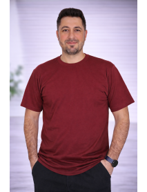 SIFIR YAKA T-SHIRT - PAMUK PENYE - RENK BORDO