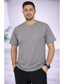 SIFIR YAKA T-SHIRT - PAMUK PENYE - RENK GRİ