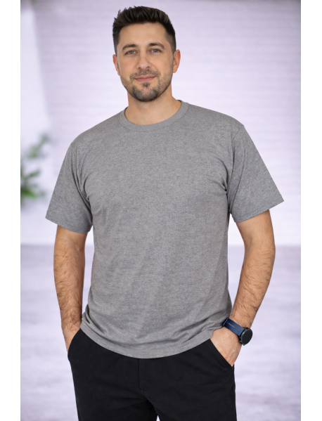 SIFIR YAKA T-SHIRT - PAMUK PENYE - RENK GRİ