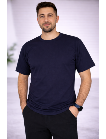 SIFIR YAKA T-SHIRT - PAMUK PENYE - RENK LACİVERT