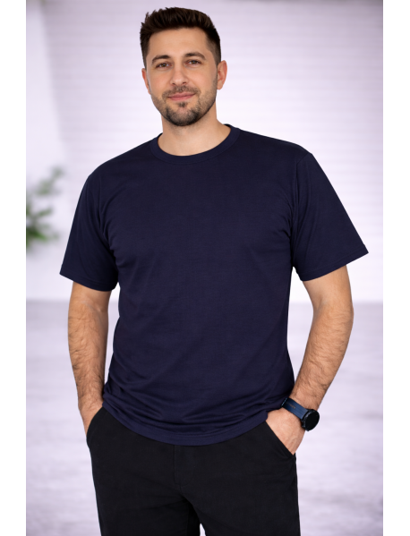 SIFIR YAKA T-SHIRT - PAMUK PENYE - RENK LACİVERT