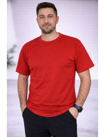 SIFIR YAKA T-SHIRT - PAMUK PENYE - RENK KIRMIZI