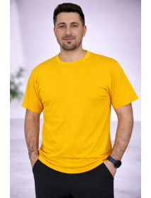 SIFIR YAKA T-SHIRT - PAMUK PENYE - RENK SARI