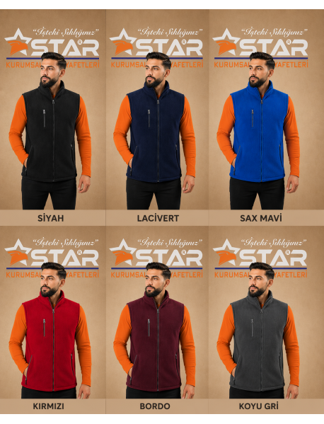 POLAR YELEK - KOLSUZ - 3 CEPLİ - İÇTE DE 2 CEP - 6 RENK