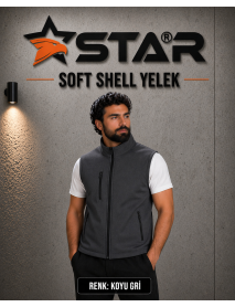 STAR SOFT SHELL YELEK - ÖNDE 3 CEP FERMUARLI - ANTRESİT GRİ - FÜME