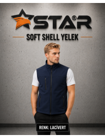 STAR SOFT SHELL YELEK - ÖNDE 3 CEP FERMUARLI - LACİVERT