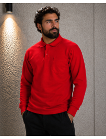 POLO YAKA SWEAT - 2 İPLİK - YAKALI - KIRMIZI