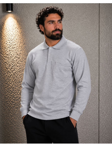 POLO YAKA SWEAT - 2 İPLİK - YAKALI - GRİ