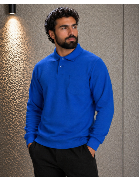 POLO YAKA SWEAT - 2 İPLİK - YAKALI - SAX MAVİ