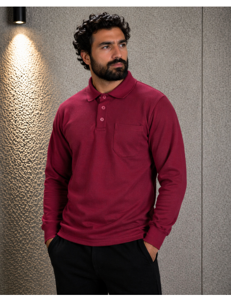 POLO YAKA SWEAT - 2 İPLİK - YAKALI - BORDO