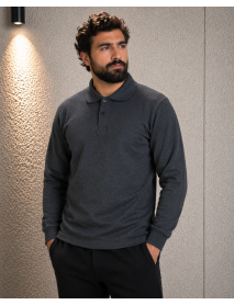 POLO YAKA SWEAT - 2 İPLİK - YAKALI - ANTRESİT GRİ - FÜME