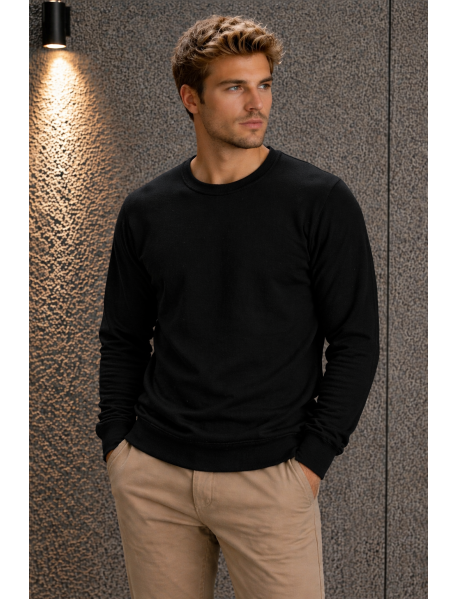 SWEAT KAZAK 2 İPLİK - BİSİKLET YAKA -SİYAH