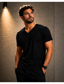 V Yaka T-SHIRT (lİKRALI 1.KALİTE) SİYAH