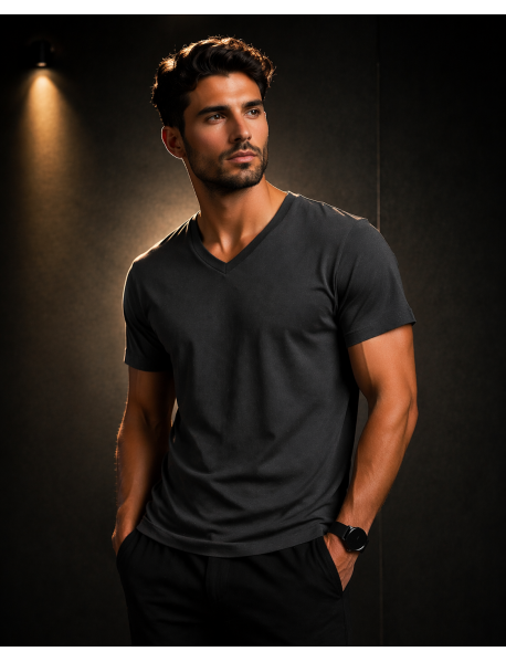 V Yaka T-SHIRT (lİKRALI 1.KALİTE) FÜME ANTRESİT