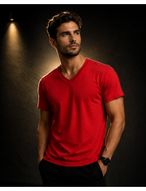 V Yaka T-SHIRT (lİKRALI 1.KALİTE) KIRMIZI