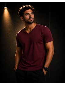 V Yaka T-SHIRT (lİKRALI 1.KALİTE) BORDO