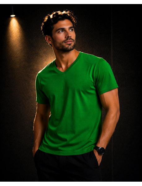 V Yaka T-SHIRT (lİKRALI 1.KALİTE) YEŞİL