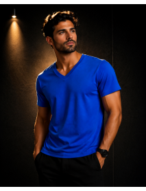 V Yaka T-SHIRT (lİKRALI 1.KALİTE) SAX MAVİ