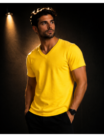 V Yaka T-SHIRT (lİKRALI 1.KALİTE) SARI