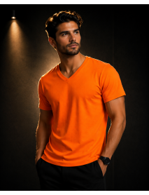 V Yaka T-SHIRT (lİKRALI 1.KALİTE) TURUNCU